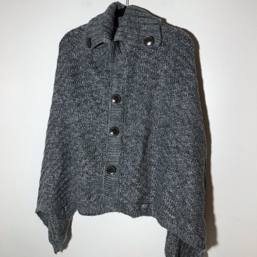 Ugg poncho cape grey turtleneck pullover sweater soft minimalist cozy